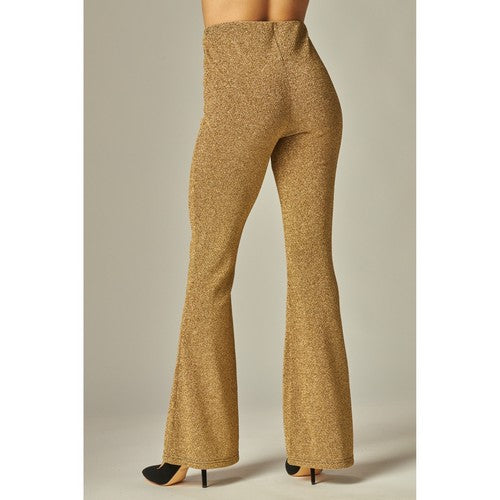 Metallic Shimmer Halter Waistcoat & Pant Set in Gold