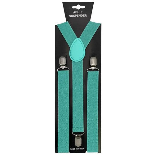 09501 Solid Colour Suspenders in Aqua Blue