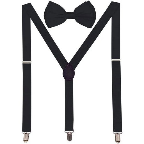10865 Bow Tie & Suspender Box Set in Black