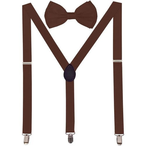 10888 Bow Tie & Suspender Box Set in Dark Brown