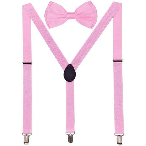 10864 Bow Tie & Suspender Box Set in Light Pink