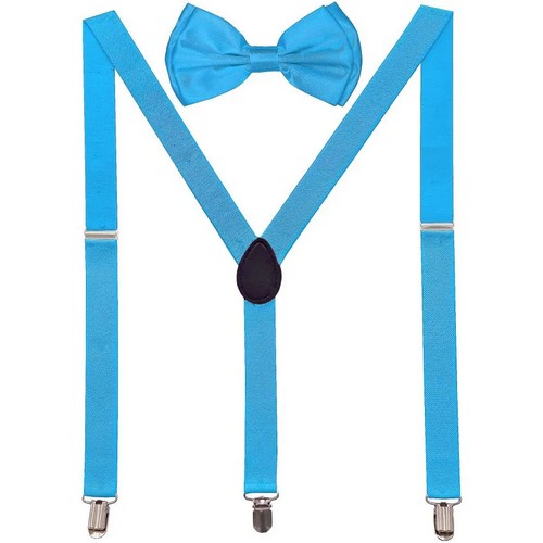 10890 Bow Tie & Suspender Box Set in Turquoise