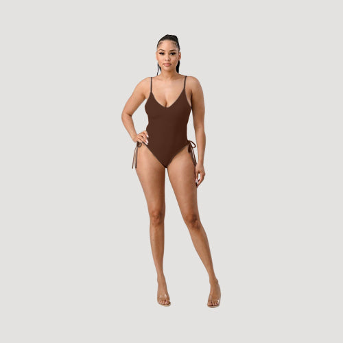 Lace-Up Side Bathing Suit in Mocha
