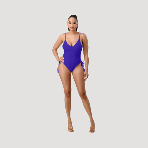 Lace-Up Side Bathing Suit in Royal Blue