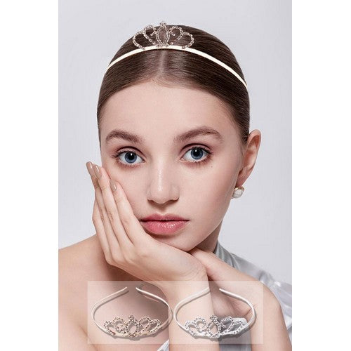 Rhinestone Tiara Headband in Gold