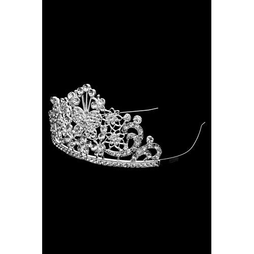 Rhinestone Flower Princess Tiara in Silver