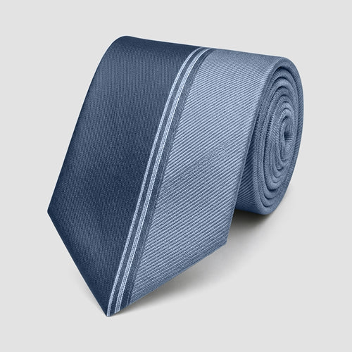 Umo Lorenzo Slim Tie in Stripe Panel Grey/Silver Design