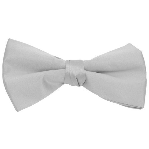 BTC1701 Satin Clip-On Bow Tie in Silver