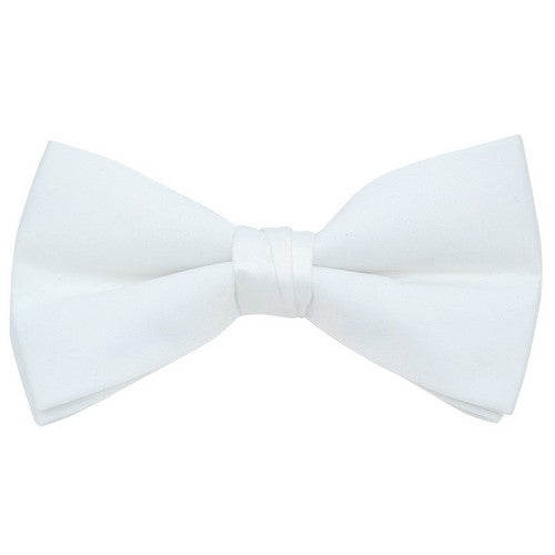 BTC1701 Satin Clip-On Bow Tie in White