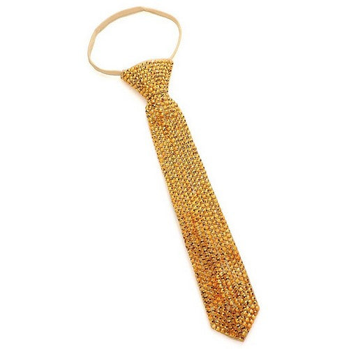 Bling Rhinestone Neck Tie in Gold