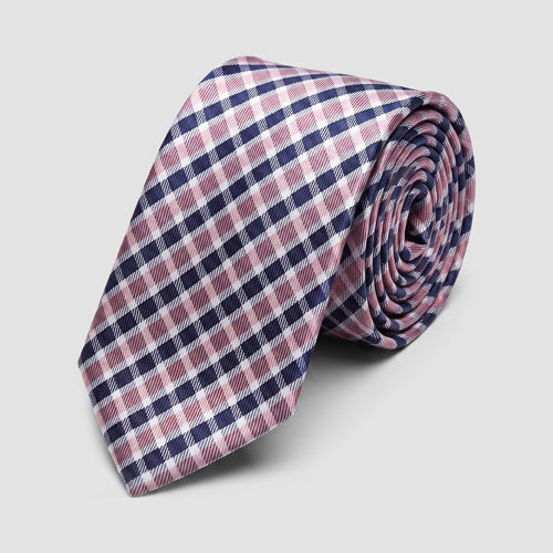 Laurant Bennet Tie in Plaid Pink/Navy