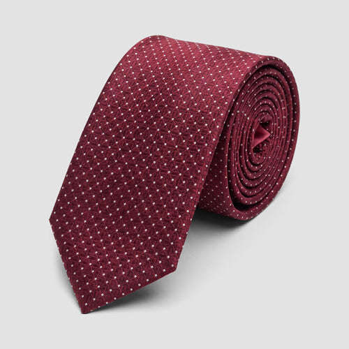 Laurant Bennet Tie in Dot Print Burgundy