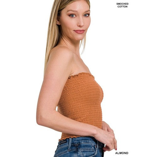 Smocked Tube Top in Almond
