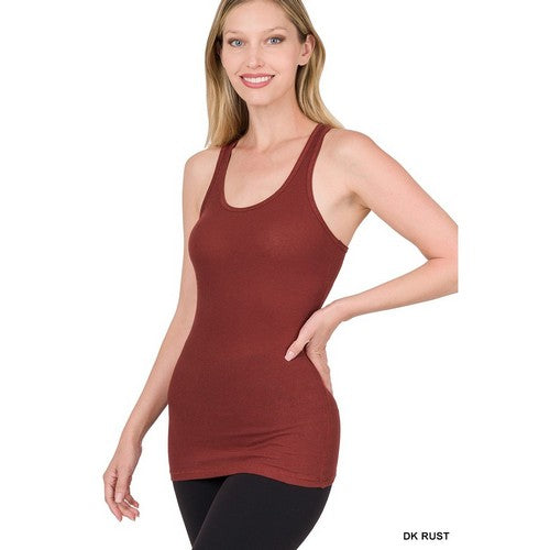 Longline Racerback Tank in Dark Rust