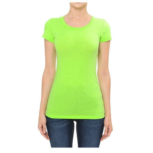 Crew Neck Short Sleeve T-Shirt in New Neon Lime