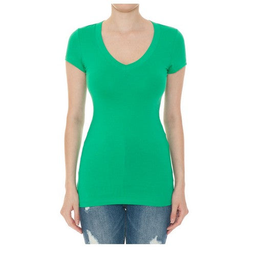 V-Neck Short Sleeve T-Shirt in Kelly Green