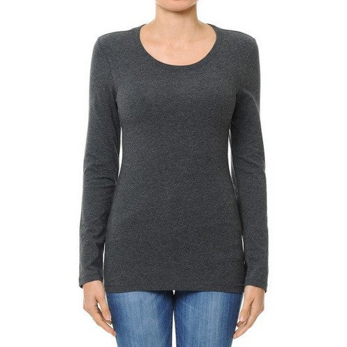 62800 Crew Neck Long Sleeve T-Shirt in Charcoal
