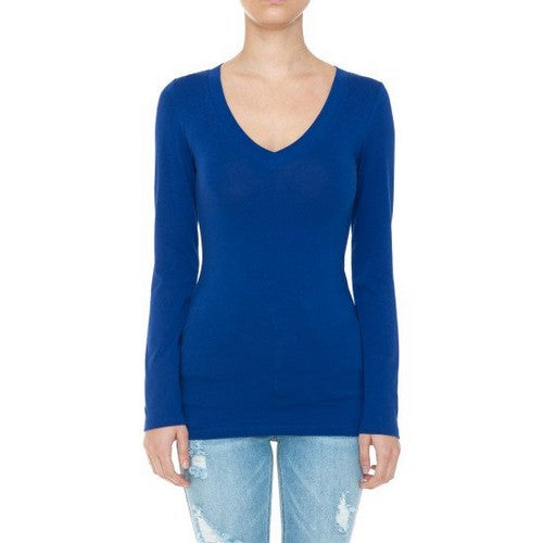 62900 V-Neck Long Sleeve T-Shirt in Marine