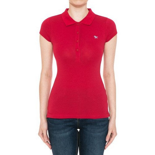 70086 Stallion Logo Slim Fit Polo Shirt in Deep Red