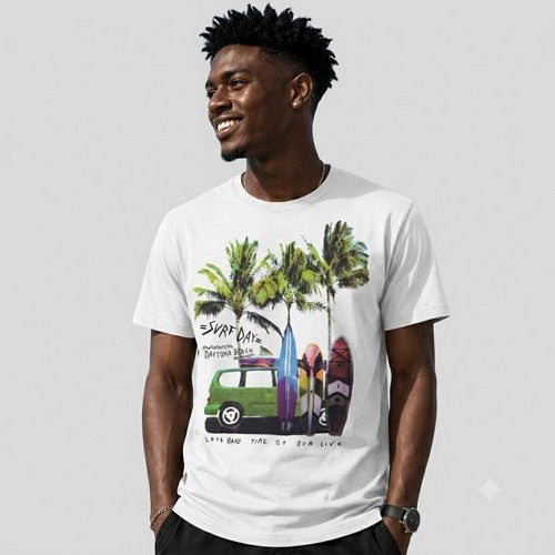 14-1352 Surf Day / Daytona Beach Nominal Printed Jersey in Off White