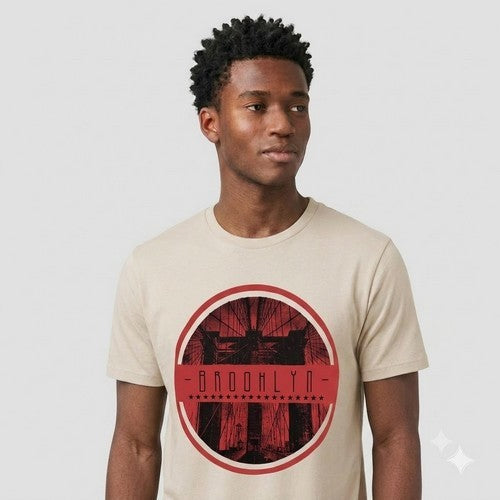 52-664 Brooklyn / Bridge Primark Printed Jersey in Beige