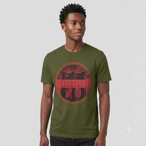 52-664 Brooklyn / Bridge Primark Printed Jersey in Olive