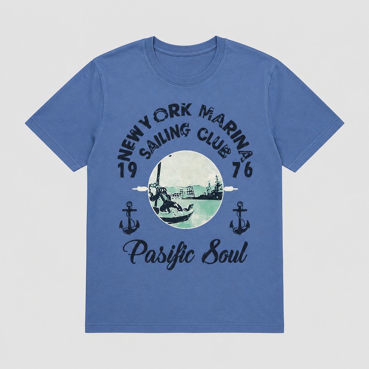 New York Marina/Pacific Soul Ostin Printed T-Shirt in Blue