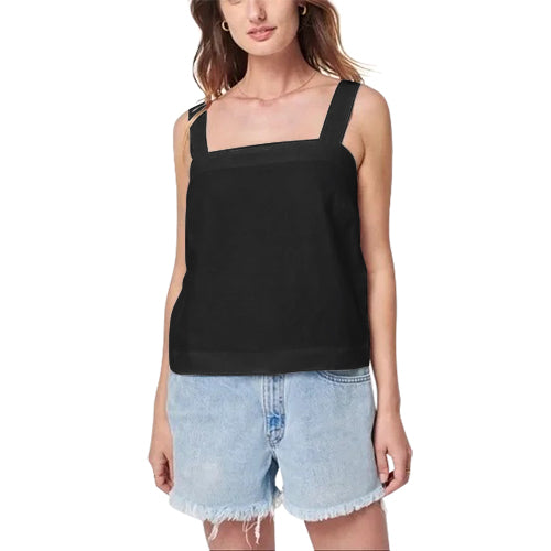 Marks & Spencer 100% Pure Linen Button Side Vest Top Black