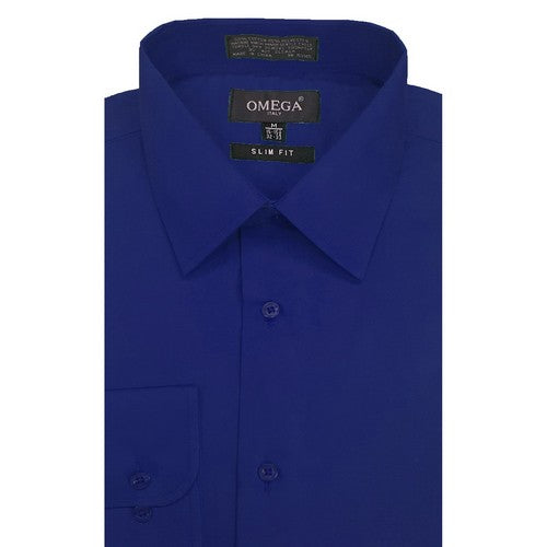 NavySLIMFIT Omega Tux Slim Fit Long Sleeve Shirt in Navy