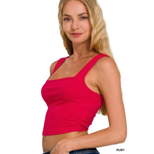 CT-3326Y Square Neck Crop Vest Top Ruby