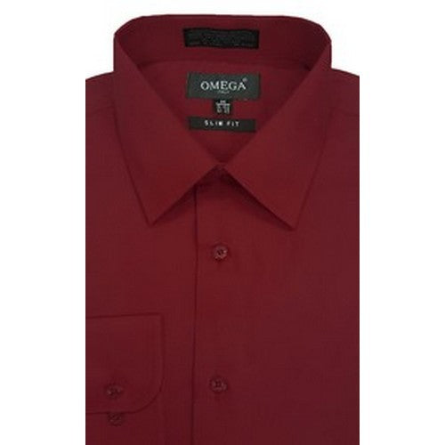 OmegaTux Slim Fit Long Sleeve Shirt in Burgundy