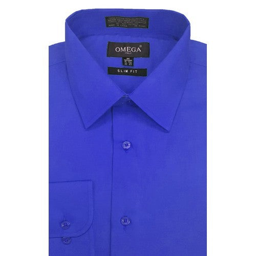 OmegaTux Slim Fit Long Sleeve Shirt in Royal Blue