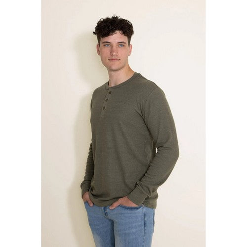 Weatherproof Vintage Henley Cotton Jersey Olive