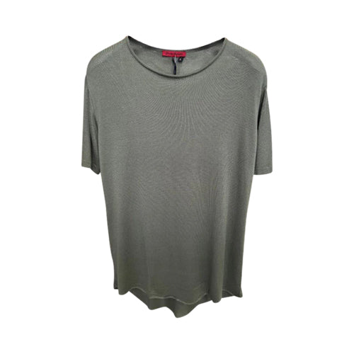 Curve Hem Longline Knit Jersey in Olive