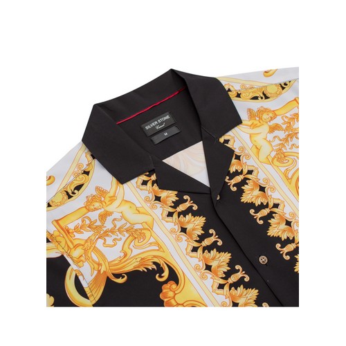 Silverstone Printed Versachee Shirt in Black White & Gold