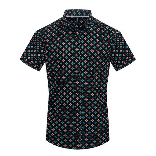 MPS-3097 Toku Cotton Shirt in Clover Print Black