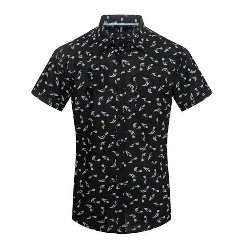 MPS-3101 Toku Cotton Shirt in Black & White Tulip Print