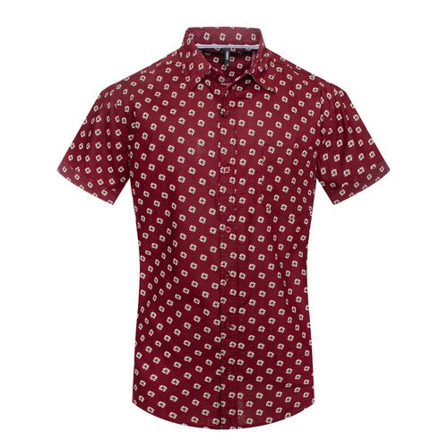 MPS-3031 Toku Cotton Shirt in Burgundy Medallion Print