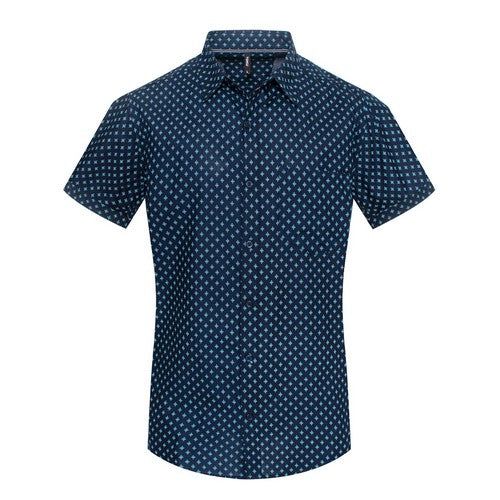 MPS-3014 Toku Cotton Shirt in Dragonfly Print Navy & Aqua