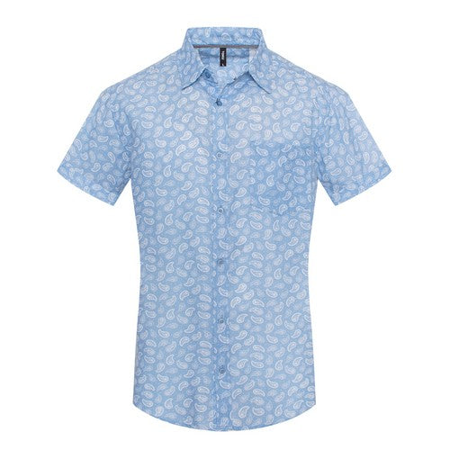 MPS-3061 Toku Cotton Shirt in Sky Blue & White Paisley Print