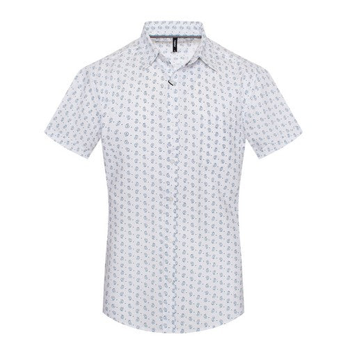 MPS-3077 Toku Cotton Shirt in Paisley Print White & Navy