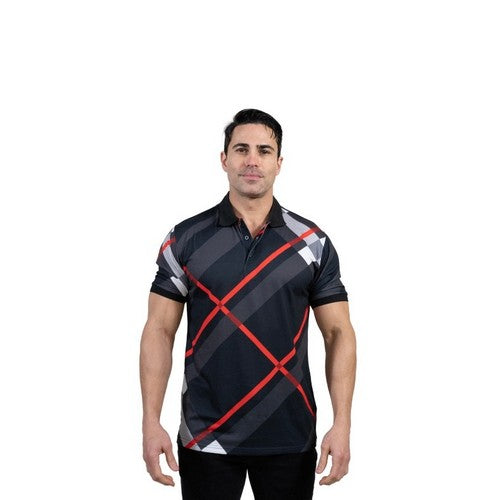 Athletic Fit Polo Shirt in Black London Plaid