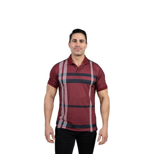 Athletic Fit Polo Shirt in Maroon Plaid