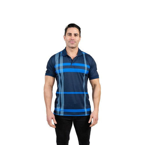 Athletic Fit Polo Shirt in Navy Plaid