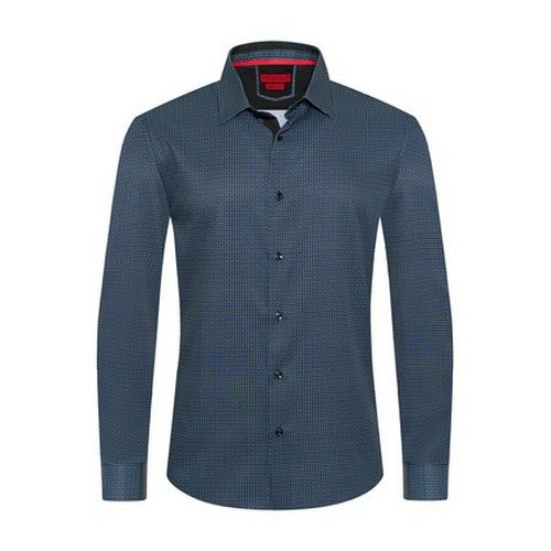 American Breed Smart Fit Dress Shirt in Black & Teal Geo Print
