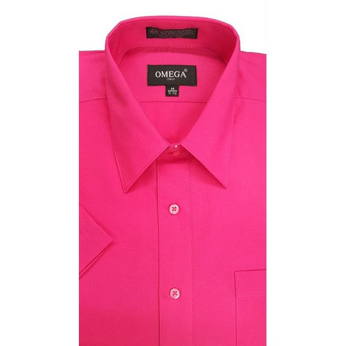 Omega Tux Short Sleeve Dress Shirt in Fuchsia