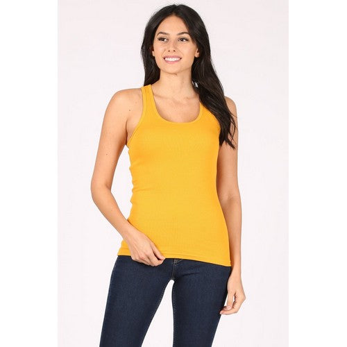 T2410R Baby Rib Racerback Tank Top in Mustard