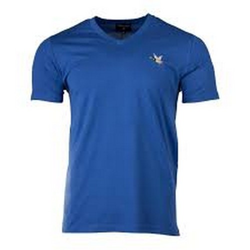 Chevignon Enzo Slim Fit V-Neck Logo Tee in Blue