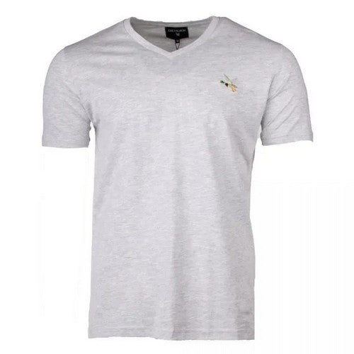 Chevignon Enzo Slim Fit V-Neck Logo Tee in Grey
