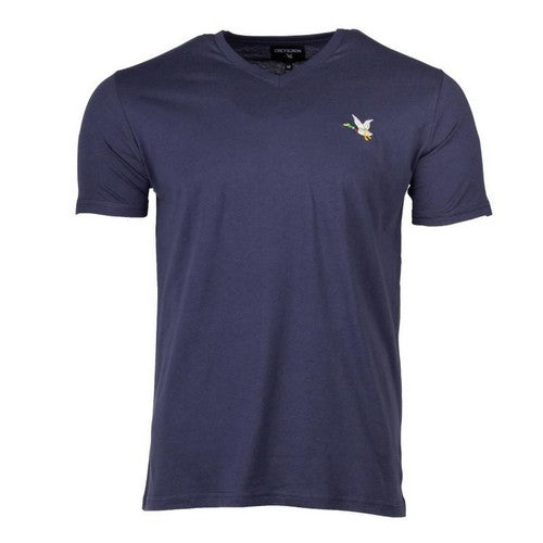 Chevignon Enzo Slim Fit V-Neck Logo Tee in Navy